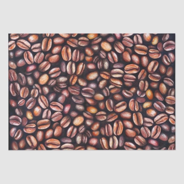 Papier Mousseline Coffee Haricots crayon Motif Rustique Brown (Recto)