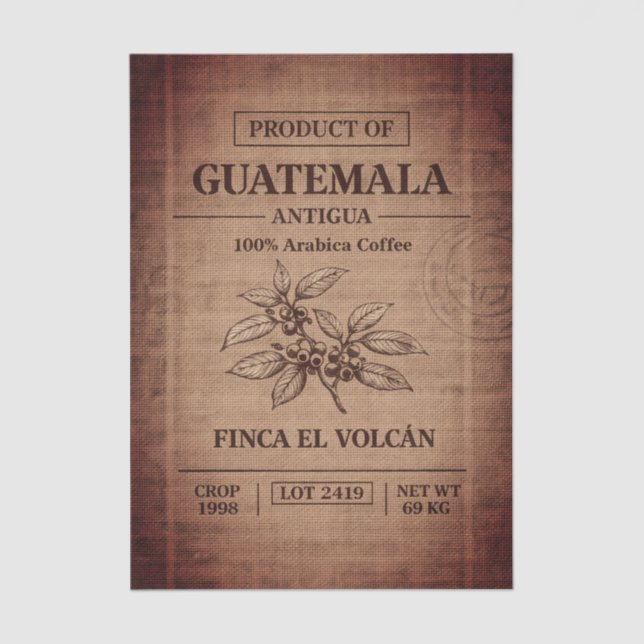 Papier Mousseline Coffee Plantation Burlap Trade Sack FD4 Decoupage (Recto)