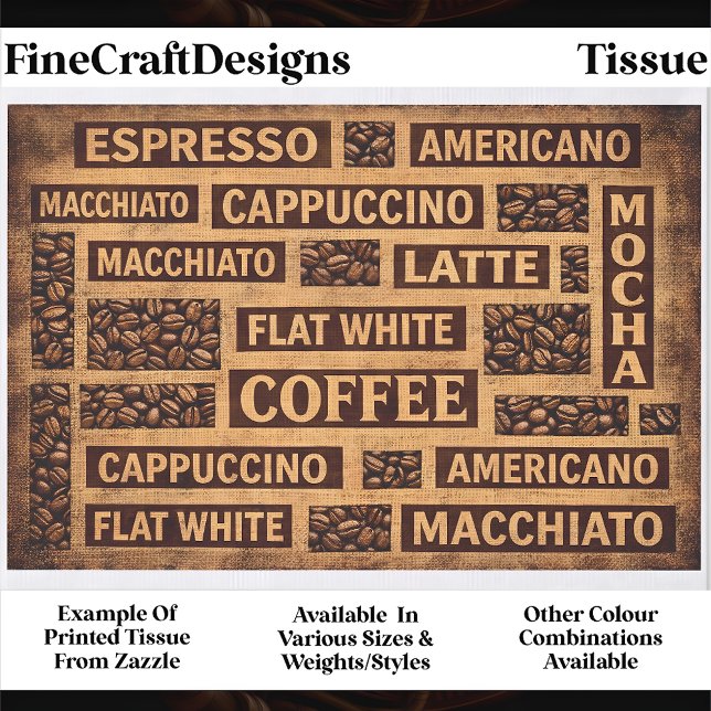 Papier Mousseline Coffee Typography Rustic Burlap Word FC5 Decoupage (Créateur téléchargé)