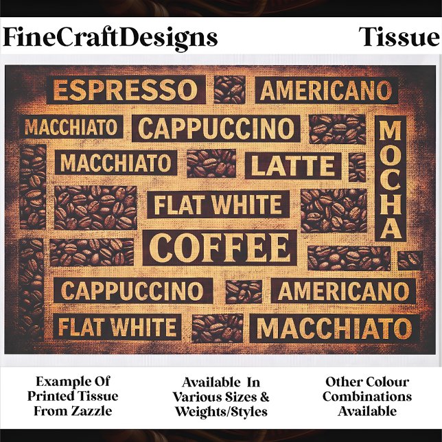 Papier Mousseline Coffee Typography Rustic Burlap Word FC6 Decoupage (Créateur téléchargé)