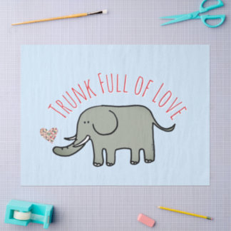 Papier Mousseline Coffre plein d'amour éléphant mignon doodle