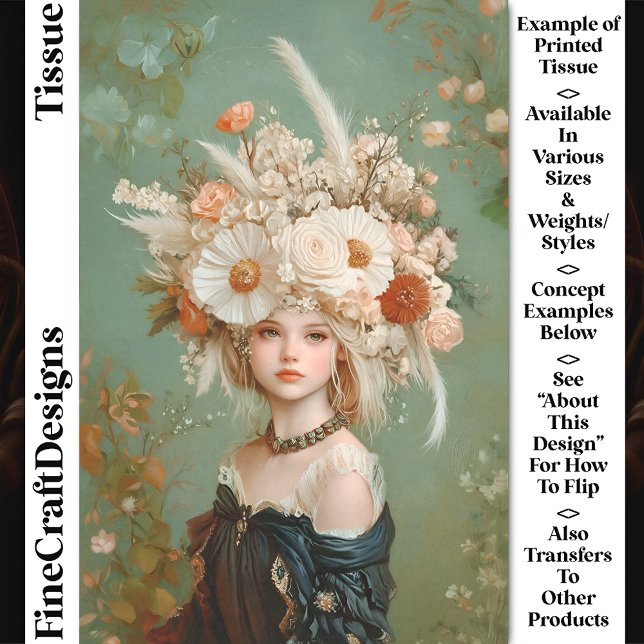 Papier Mousseline Coiffure florale extravagante, Femme CN9 Découpage (Créateur téléchargé)