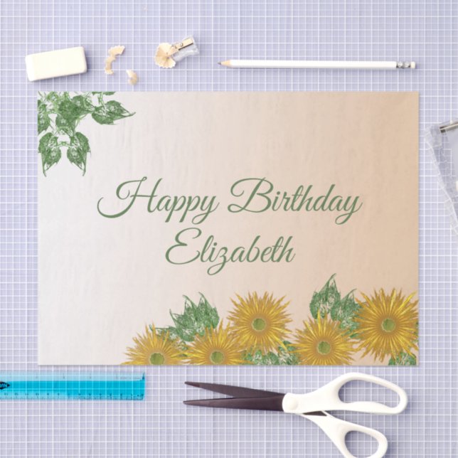 Papier Mousseline Coins personnalisés avec fleurs dorées pour annive (Artisanat)