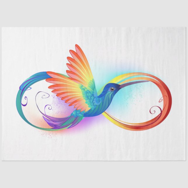 Papier Mousseline Colibri arc-en-ciel avec symbole Infinity (Recto)