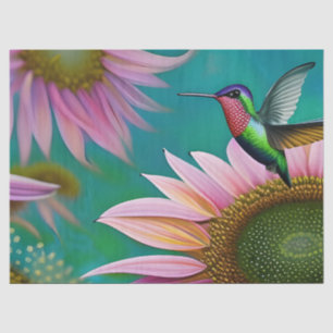 Papier Mousseline Colibri et tournesol rose