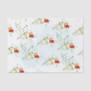 Papier Mousseline Colibri Tasse de Thé Floral