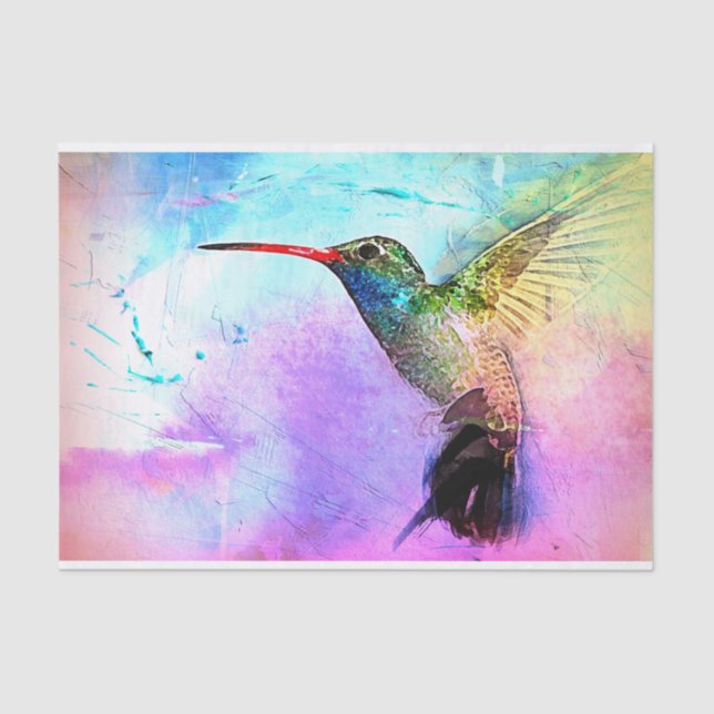Papier Mousseline Colibris et aquarelle (Recto)