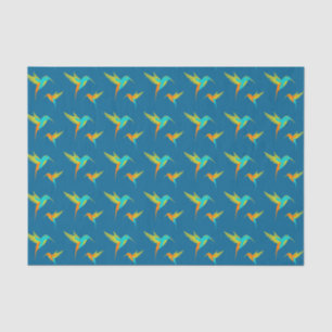 Papier Mousseline Colibris exotiques Motif bleu