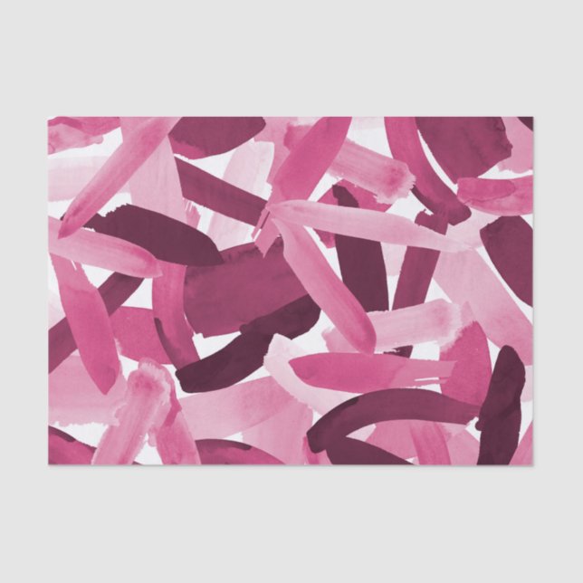 Papier Mousseline Collage Artsy Girly Pink Burgundy Brushstroke (Recto)