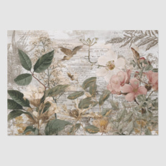 Papier Mousseline Collage botanique d'éphémères vintage