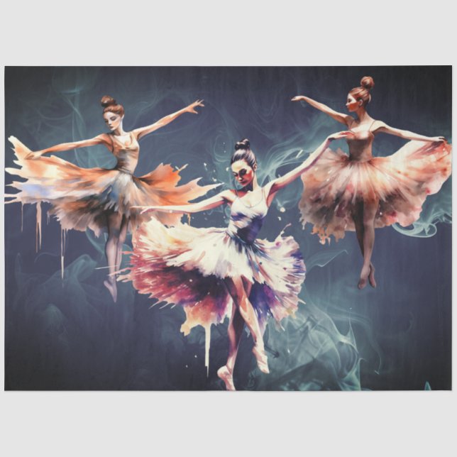 Papier Mousseline Collage d'art abstrait danseuses de ballet découpa (Recto)