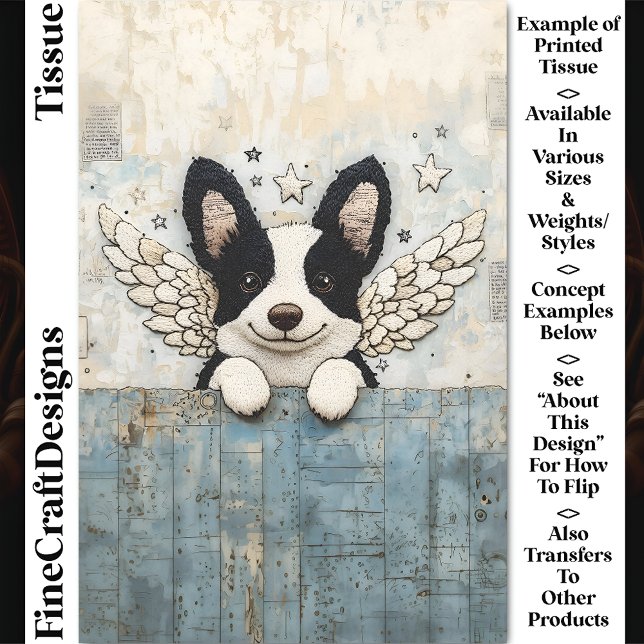 Papier Mousseline Collage de Border Collie brodé CL3 Découpage (Créateur téléchargé)