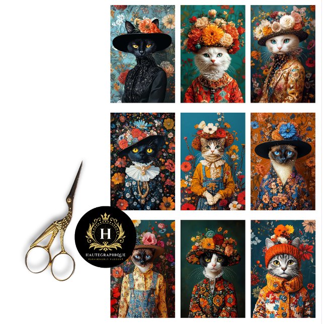 Papier Mousseline Collage de chat Journal de bricolage Découpage Pap (Créateur téléchargé)