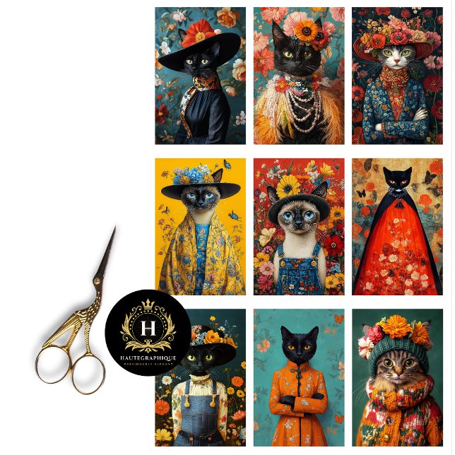 Papier Mousseline Collage de chats Petits projets Journal déchiré Dé (Créateur téléchargé)