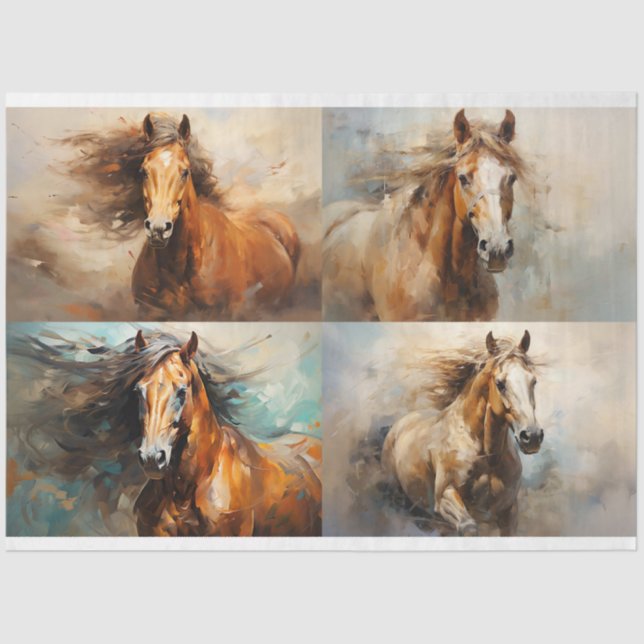 Papier Mousseline Collage de Cheval Sauvage 2 papier de découpage (Recto)