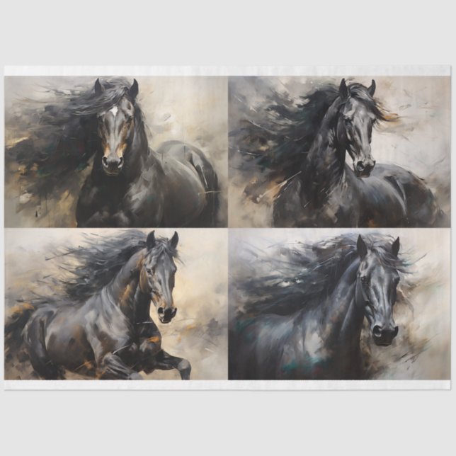 Papier Mousseline Collage de Cheval sauvage 3 papier de découpage (Recto)