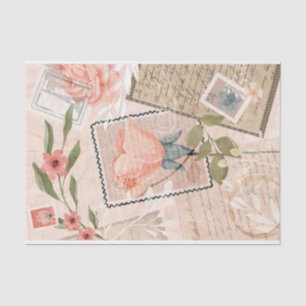 Papier Mousseline Collage de découpage de timbres floraux vintages