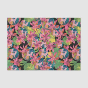 Papier Mousseline Collage de fleurs roses sur Arrière - plan noir