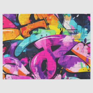 Papier Mousseline Collage de graffiti urbain avec des couleurs vives