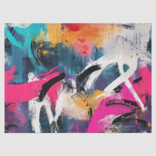 Papier Mousseline Collage de graffiti urbain avec des couleurs vives