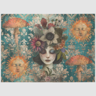 Papier Mousseline Collage de jardin de fantaisie sombre et lunatique