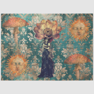 Papier Mousseline Collage de jardin de fantaisie sombre et lunatique