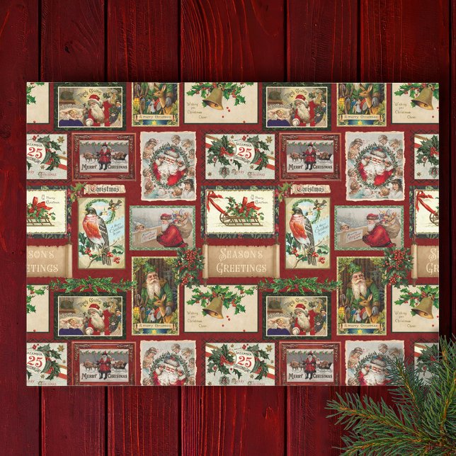 Papier Mousseline Collage de la carte de Noël victorienne antique (Créateur téléchargé)