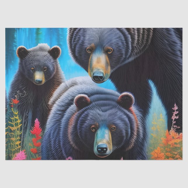 Papier Mousseline Collage de la famille de l'ours (Recto)