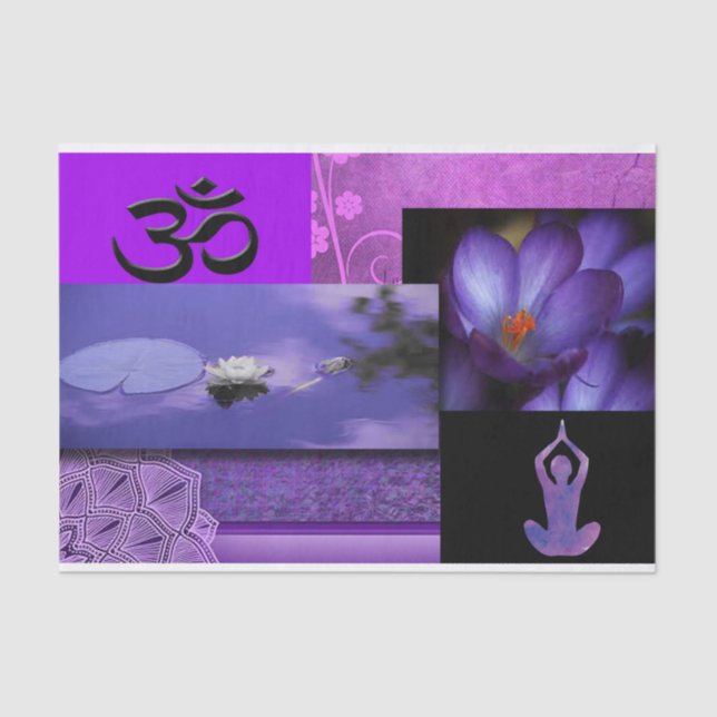 Papier Mousseline Collage de méditation Purple Lotus & Crown Chakra (Recto)
