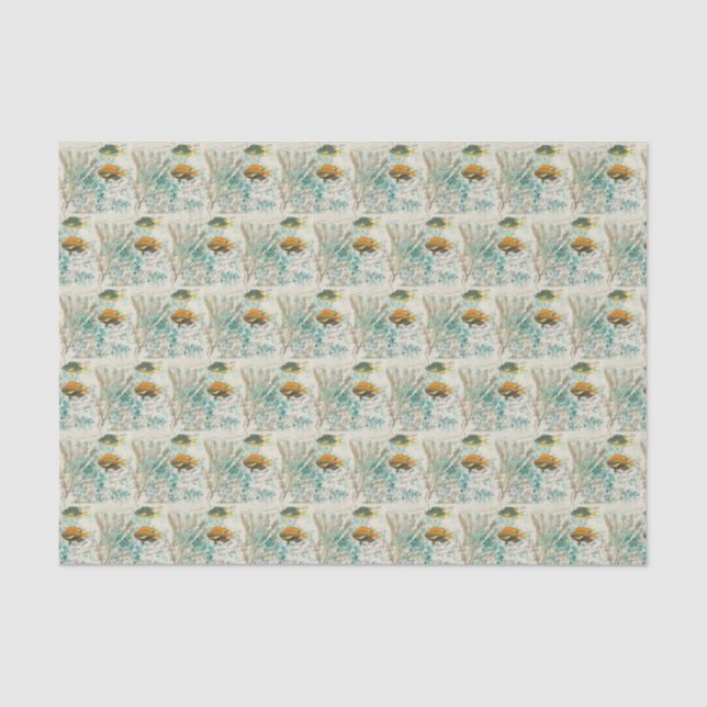 Papier Mousseline Collage de poissons vintage (Recto)