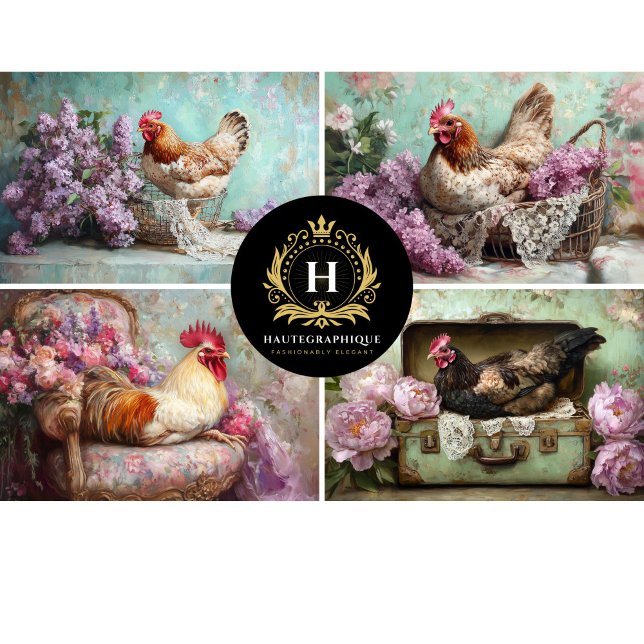 Papier Mousseline Collage de poulet floral Lilac (Créateur téléchargé)