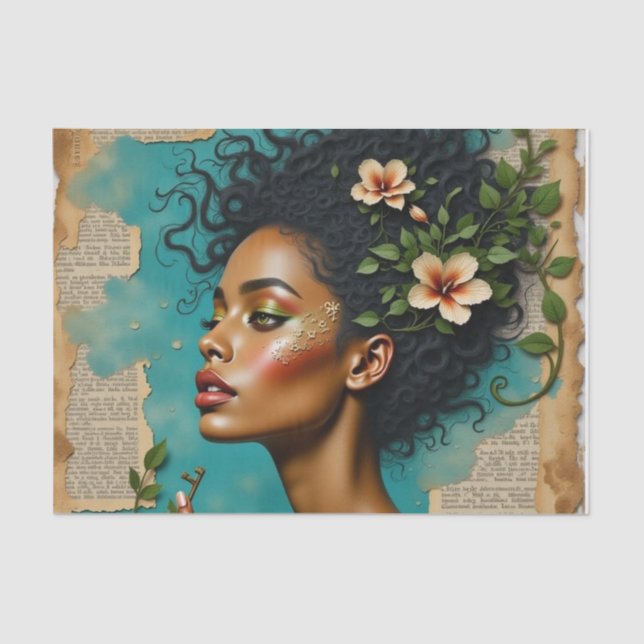 Papier Mousseline Collage de printemps avec florale tropicale et rêv (Recto)