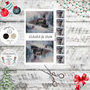 Papier Mousseline Collage de train de Noël à moteur à vapeur découpé
