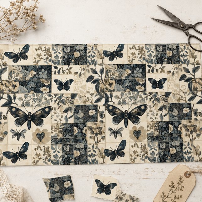 Papier Mousseline Collage découpage papillon gothique vintage (Créateur téléchargé)