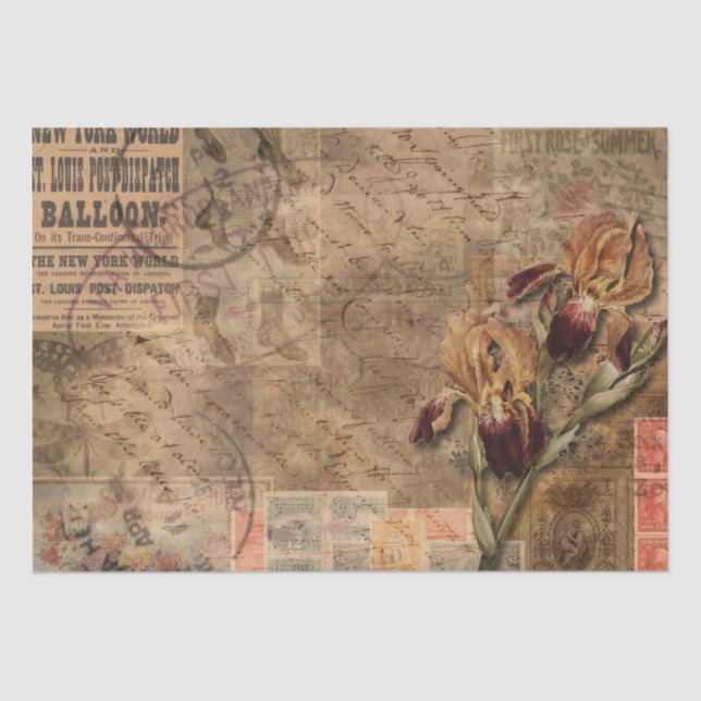Papier Mousseline Collage d'Ephemera Vintage Shabby Chic Decoupage (Recto)