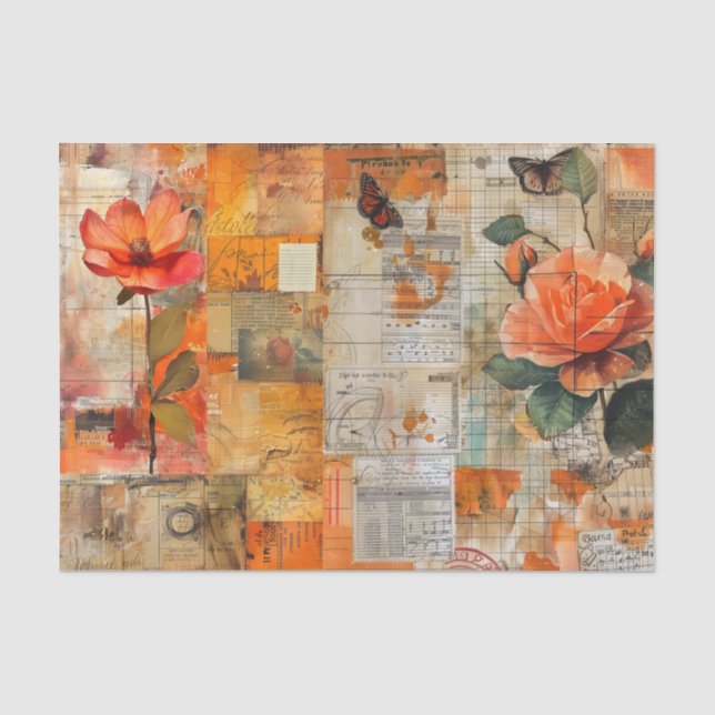Papier Mousseline Collage d'éphémères floraux en difficulté dans des (Recto)