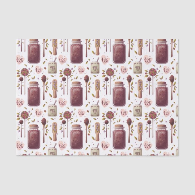 Papier Mousseline Collage des amateurs de thé - Thé jarres et herbes (Recto)