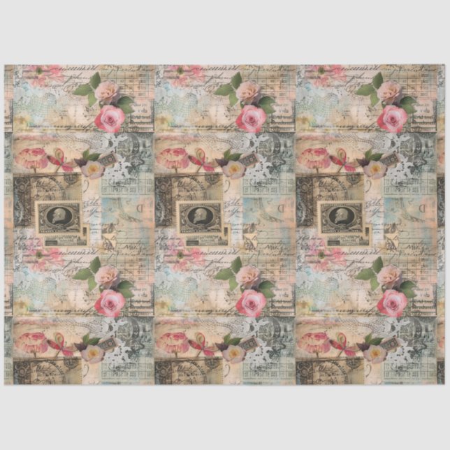 Papier Mousseline Collage des anciennes cartes postales (Recto)