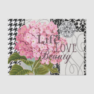 Papier Mousseline Collage d'hortensia rose chic Art damassé vintage