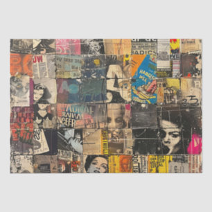 Papier Mousseline Collage en grille de bande dessinée punk rock noir