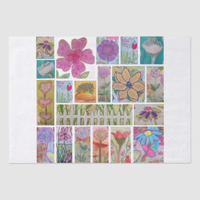 Papier Mousseline Collage floral (Recto)