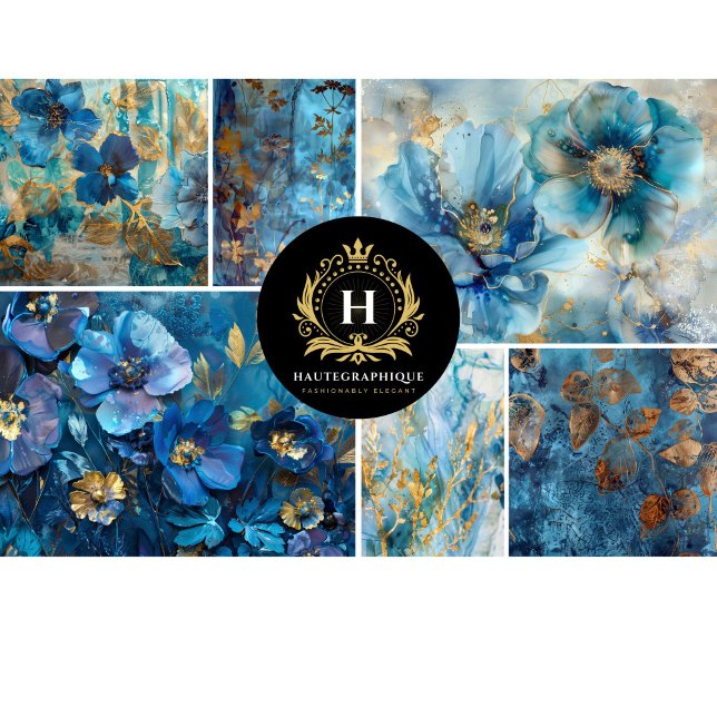 Papier Mousseline Collage floral bleu découpage (Créateur téléchargé)