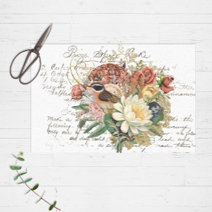 Papier Mousseline Collage floral vintage