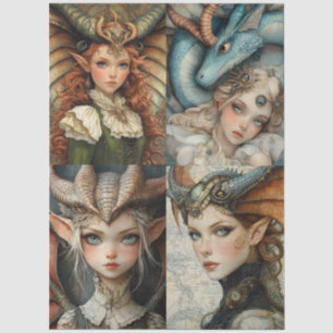 Papier Mousseline Collage gothique de la nymphe Imaginaire dragon