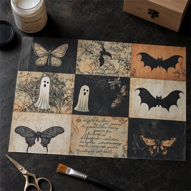 Papier Mousseline Collage Halloween Fantôme & Citrouille Decoupage (Créateur téléchargé)