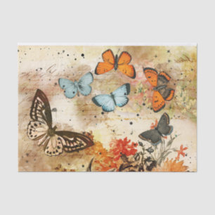 Papier Mousseline Collage papillon vintage