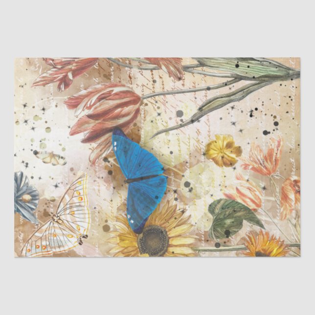 Papier Mousseline Collage papillon vintage (Recto)