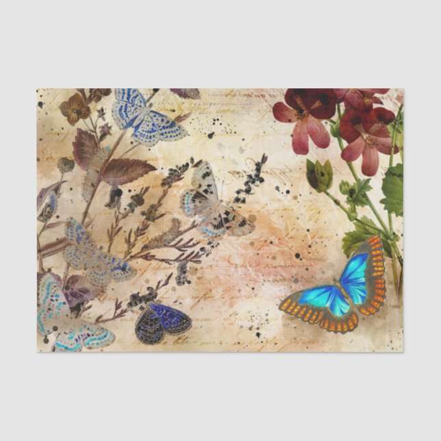 Papier Mousseline Collage papillon vintage (Recto)