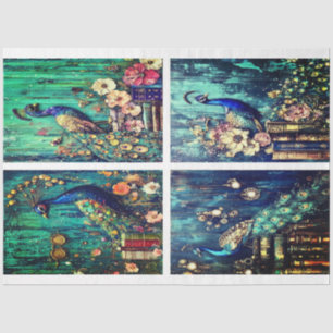 Papier Mousseline Collage Peacock Turquoise par Elsie Lane