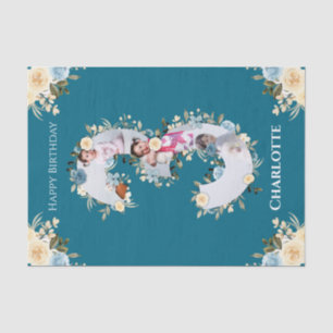 Papier Mousseline Collage photo 3e anniversaire Turquoise bleu jaune